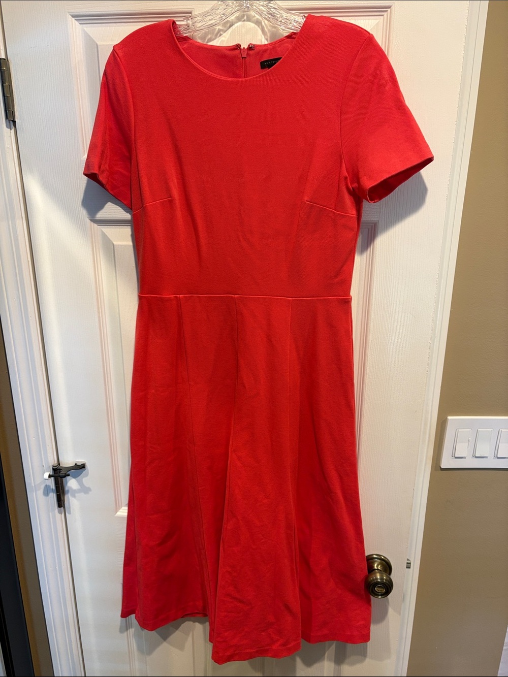 Ann Taylor Coral Short Sleeve Fit & Flare Dress